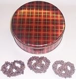 Scott's Cakes 1 lb. Dark Chocolate Covered Pretzel with Chocolate Chips in a Plaid Tin
