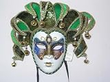 Jolly Jester Green Venetian Carnival Mask