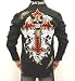 Rebel Spirit Skull Kings Sparkly Crowns Velvet Cross Button Front Shirt Medium - 3XL