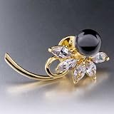Swarovski Crystal April Birthstone Flower Black Ball Brooch