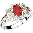 14K Two-Tone Gold Chatham Created Ruby and Diamond Ring
