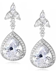 Charles Winston, Pear Halo Cubic Zirconia Dangle Drop Earrings