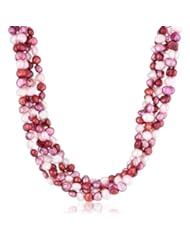 5-Row Multi-Color Freshwater Cultured Pearl with Gold Tone Clasp Necklace, 20"