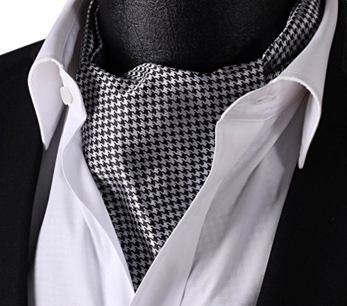 SetSense Men's Plaid Houndstooth Jacquard Woven Self Cravat Tie Ascot