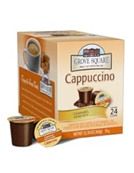 Grove Square Cappuccino, Caramel, 24-Count Single Serve Cup for Keurig K-Cup Brewers