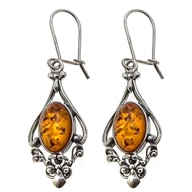 Certified Genuine Honey Amber and Sterling Silver Grape vine Earrings Certified Genuine Honey Amber and Sterling Silver Grape-vine Earrings