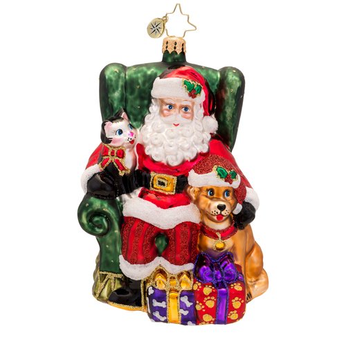 Christopher Radko Glass Paws and Claus Santa Christmas Ornament #1017442 Christopher Radko Glass Paws and Claus Santa Christmas Ornament #1017442