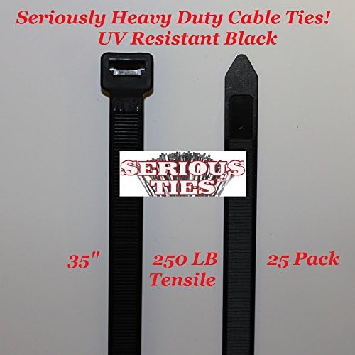 Serious Ties - Extra Heavy Duty Cable Ties - Package of 25 35" UV Black