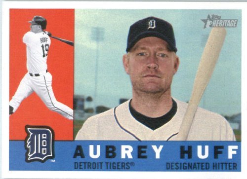 2009 Topps Heritage Baseball Card #672 Aubrey Huff Detroit Tigers Mint Condition - Shipped In Protective Screwdown Display Case!