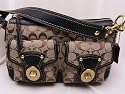 Coach Signature Legacy Pocket Shoulder Bag Purse 12869 Khaki Black