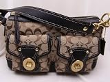 Coach Signature Legacy Pocket Shoulder Bag Purse 12869 Khaki Black