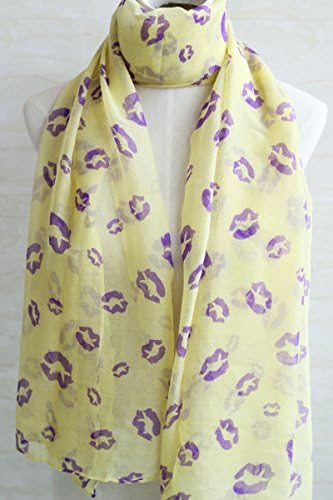 Cotton Spring Lips Scarf Voile Oversize Shawl Light Yellow