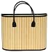 Split Bamboo Beach Bag with Canvas Lining and Leatherette Handle and Trim 13" x 15 3/4" x 6 1/4"