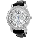 Just Bling Men's JB-6211L-G Hendrix Stainless Steel Multi-Function Leather Diamond Watch