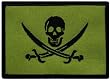 Jolly Roger Calico Jack Rackham Flag Embroidered Patch Green Subdued Pirate Skull Swords Iron-On Emblem