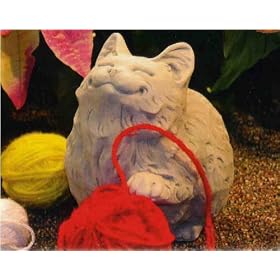 Cast Stone HAPPY FAT Kitten CAT Garden SCULPTURE Feline KITTY Statue