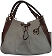 Michael Kors Purse Handbag Ludlow Large Canvas Shouder Bag Hemp/Mocha