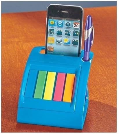 Blue Cellphone Desk Caddy Organizer Holder Sticky Note Pad Holder Storage
