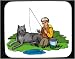 Mouse Pad with human, body, individuals, fisher, individual, domestic, boy, persons, fisherman, sit, dogs, fish, humans, fishing, people, animal, person, dog