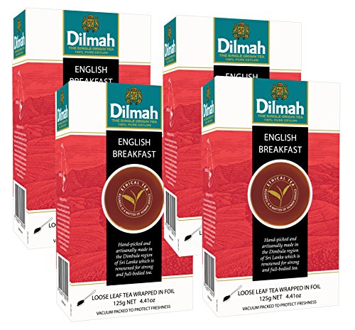 Dilmah, Single Region, English Breakfast, Loose Leaf Tea, 125 grams per box (Pack of 4)