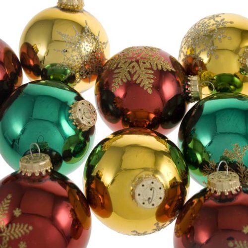 Red and Gold Glitter Christmas Baubles