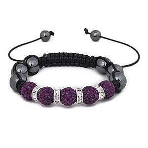 LSDesigns ® - Deep Purple Crystal Friendship Bracelet. 5 x 11mm Crystal Beads intermingled with Silver Spacers - RRP: £29.95.