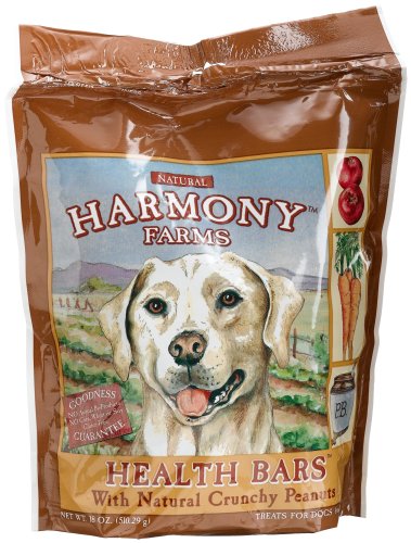 HARMONY FARMS Health Bars with Natural Crunchy Peanuts For Dogs, 18-Ounce Bags (Pack of 6)