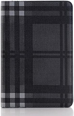 AirChichi Case for iPad Air 2, British Style Check Lightweight Flip Folio Stand Premium Leather Card Slots Money Pocket Auto Sleep/Wake Protective COVER For Apple iPad Air 2, iPad 6 (Black)