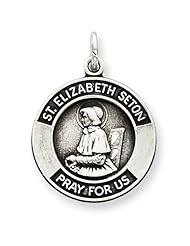 Sterling Silver Antiqued Saint Elizabeth Religious Medal