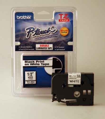 Brother 26.2-Foot Black on White 1/2-Inch Labeling Tape (TZ231)