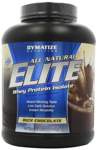 Dymatize Nutrition Elite Natural Whey Protein, Rich Chocolate, 5-lbs