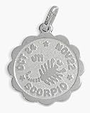 Round Sterling Silver Scorpio Zodiac Pendant with Chain