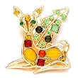 Yellow Deer Xmas Tree Brooch