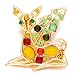 Yellow Deer Xmas Tree Brooch