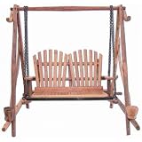 Teak Wood Adirondack Swing Bench - No Console