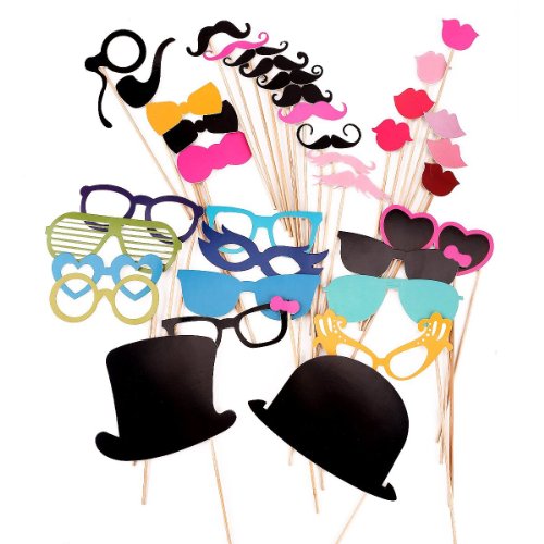 Funny Party®Colorful Photo Booth Props on Sticks for Party Favor (40pcs)