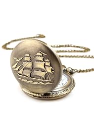 Yesurprise Unisex Antique Case Vintage Brass Rib Chain Quartz Pocket Watch Ship