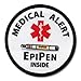 EPIPEN INSIDE Medical Alert Symbol 4 inch Black Rim Sew-on Patch
