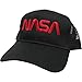 NASA Worm Red Text Embroidered Trucker Mesh Cap (One Size, Black)