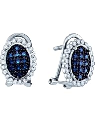 10K White Gold 0.34CT Blue Diamond Fashion Earrings