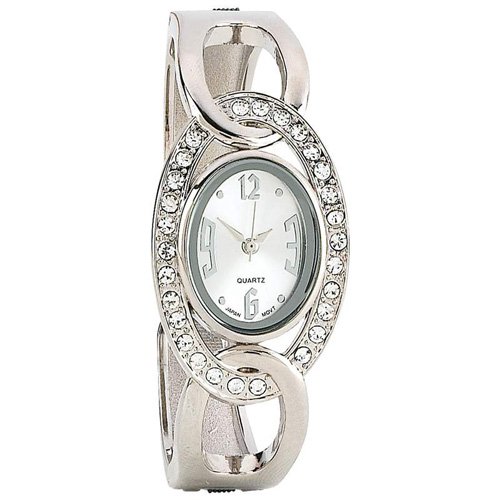 New Navarre Ladies Quartz Watch Japan Quartz Movement Silver Tone Band Velveteen Pouch