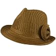 Ladies Summer Braid Ribbon Bow Fedora Trilby Hat Brown