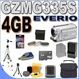 JVC Everio GZ-MG335 30GB Hybrid Hard Drive HDD Camcorder with 35x Optical Zoom PLUS 4GB MicroSD Memory Card - Extra Rechargeable Battery - Rapid External Charger - 3 Piece Filter Kit - Full Size Tripod - GZMG335 BigVALUEInc Accessory Saver Bundle + MORE
