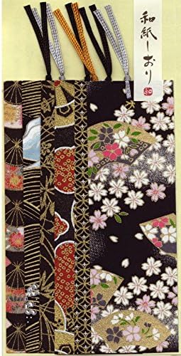 YUZEN Washi Japansese Paper Book Marker Set of 6,Black