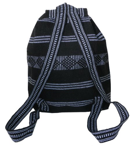 Baja Backpack Ethnic Woven Mexican Bag - No Bad Days - Black & White