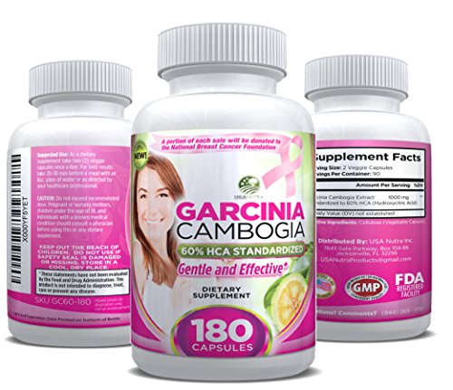 Garcinia Cambogia - 100% PURE Garcinia Cambogia with 60% HCA Guaranteed. Extra Strength Pharmaceutical Grade, Gentle and Effective. Satisfaction Guaranteed. 180 Capsules. Made in USA