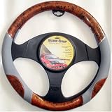 Wood & Gray Steering Wheel Cover