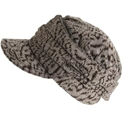 New Cuban Crinkle Fur Print Newsboy Driver Cap Hat * Brown * Small / Medium