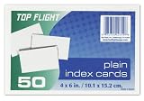 Top Flight Index Cards, Unruled, 4 x 6 Inches, White, 50 Cards per Pack (4630747)