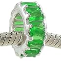May Birthstone Emerald CZ Baguette Charm Compatible with Pandora .925 Sterling Silver